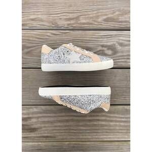 NEW VINTAGE HAVANA women's glitter low top sneakers in silver